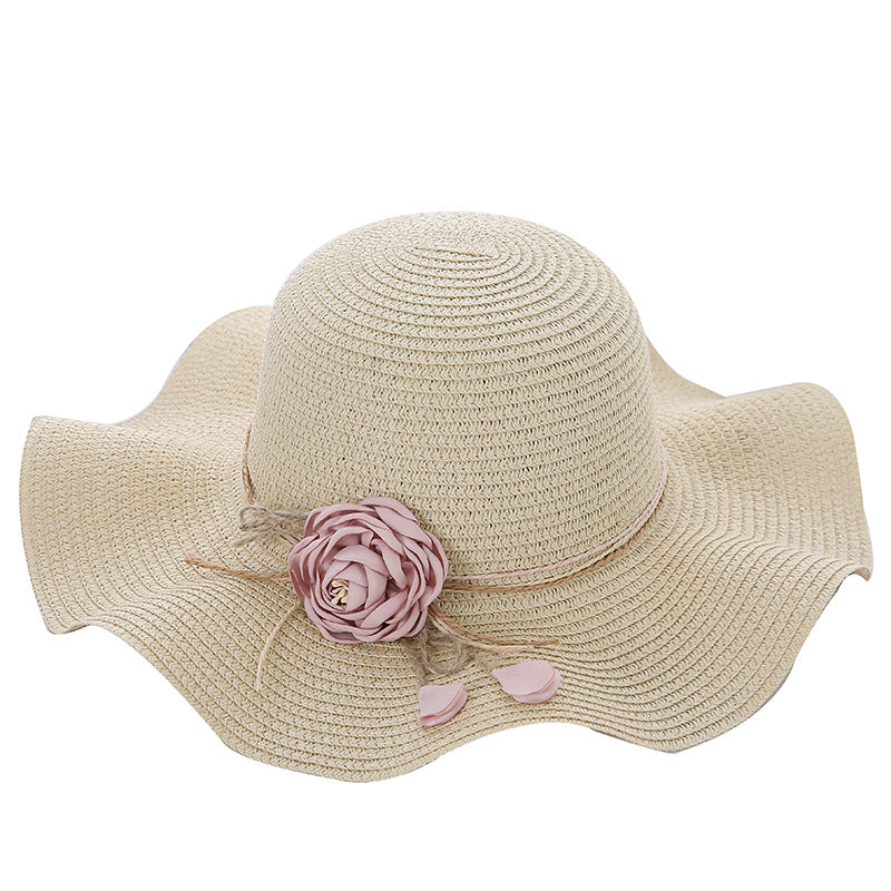 Women's Wavy Edge Big Brim Straw Hat Korean Travel