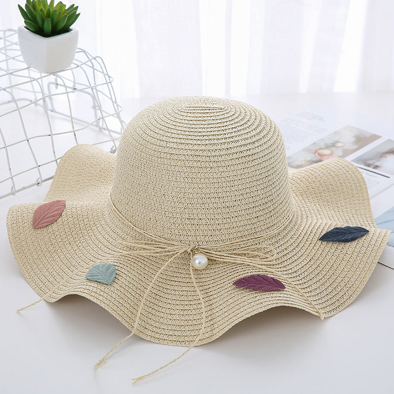 Women's Wavy Edge Big Brim Straw Hat Korean Travel