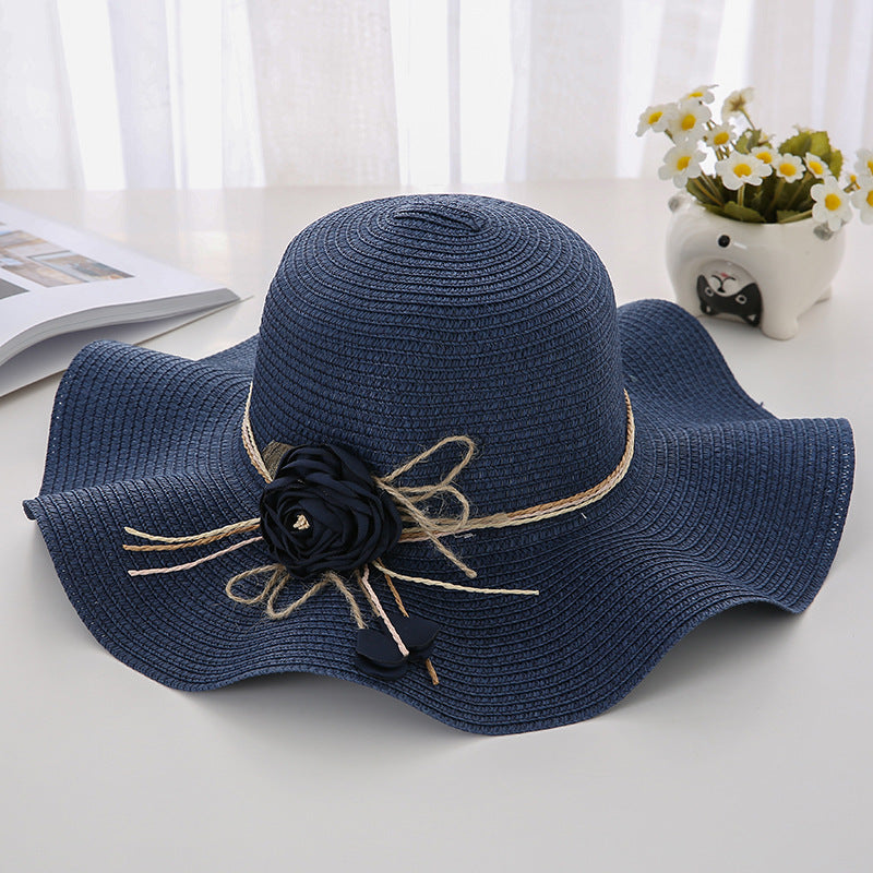 Women's Wavy Edge Big Brim Straw Hat Korean Travel