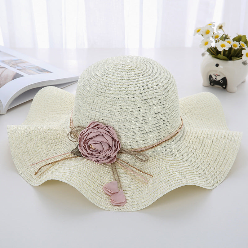 Women's Wavy Edge Big Brim Straw Hat Korean Travel