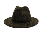 Wide Brim Leopard Wool Fedora Felt Hat For Women