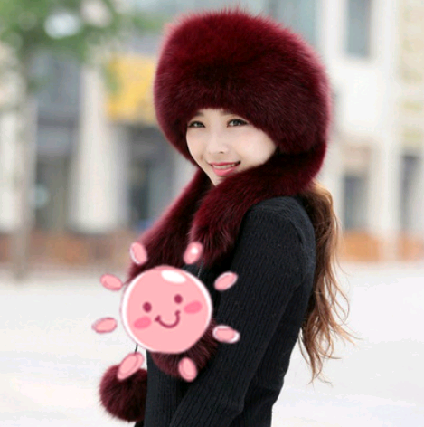 Women Fur Grass Fox Fur Hat Dome Mongolian Hat Thick Warm Russian Wind Snow