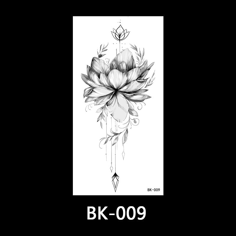 Black and white sketch flower tattoo stickers