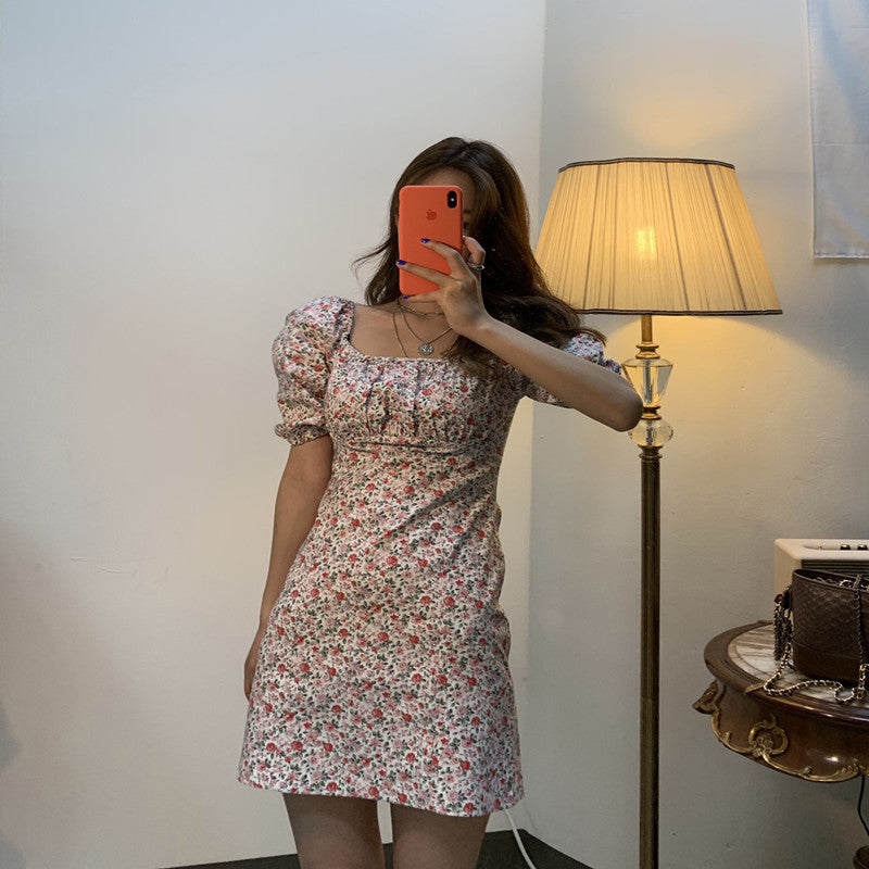 One-shoulder floral dress women