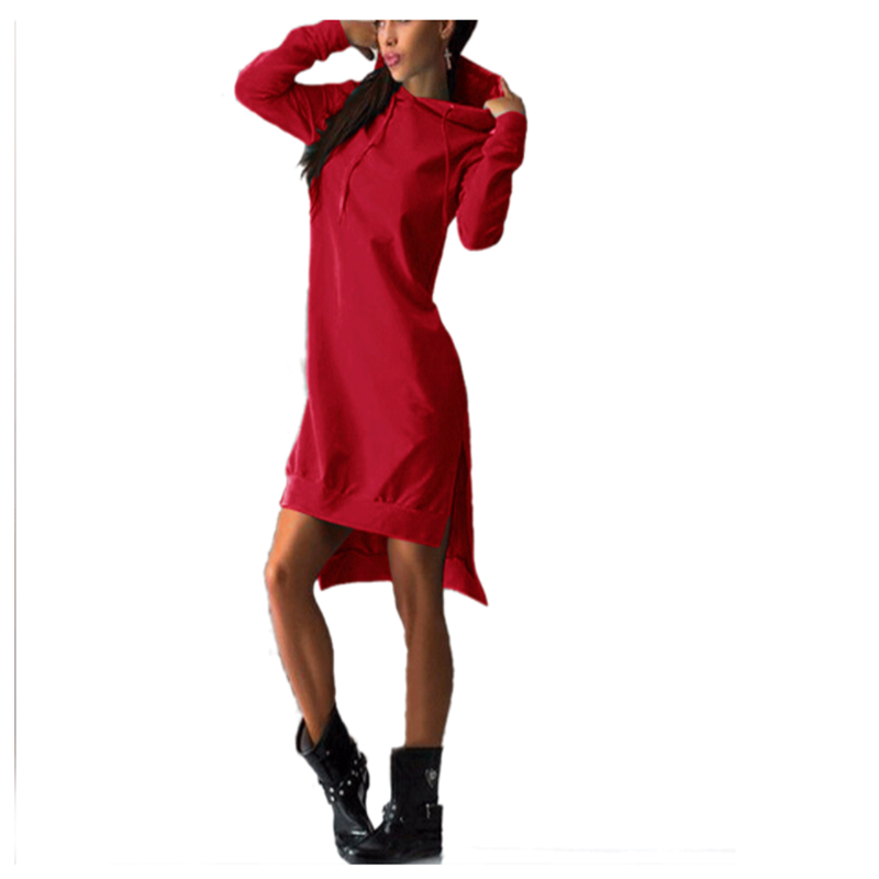 fashion irregular hooded long-sleeved dress sweater