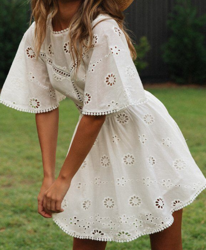 Lace patchwork cotton dress