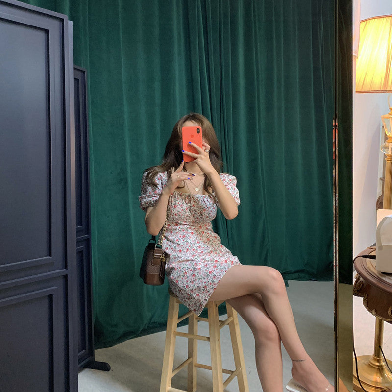 One-shoulder floral dress women