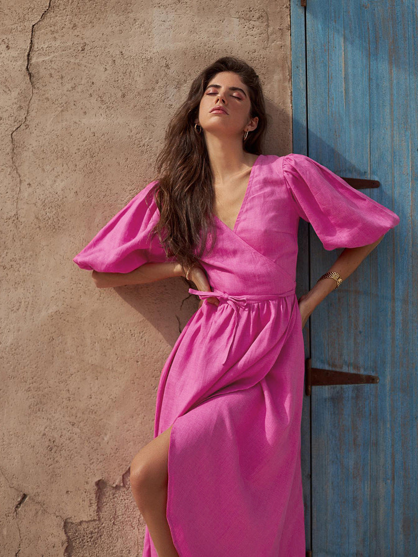 High Waist French Temperament A-line Skirt Female Open Dress Summer