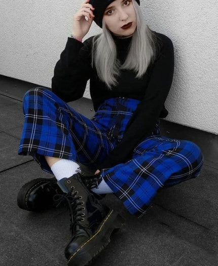 Retro Plaid Ladies Casual Pants