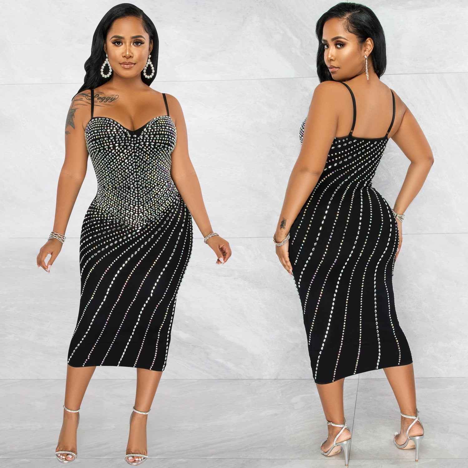 Women's Sling Hot Drilling Dress Nightclub