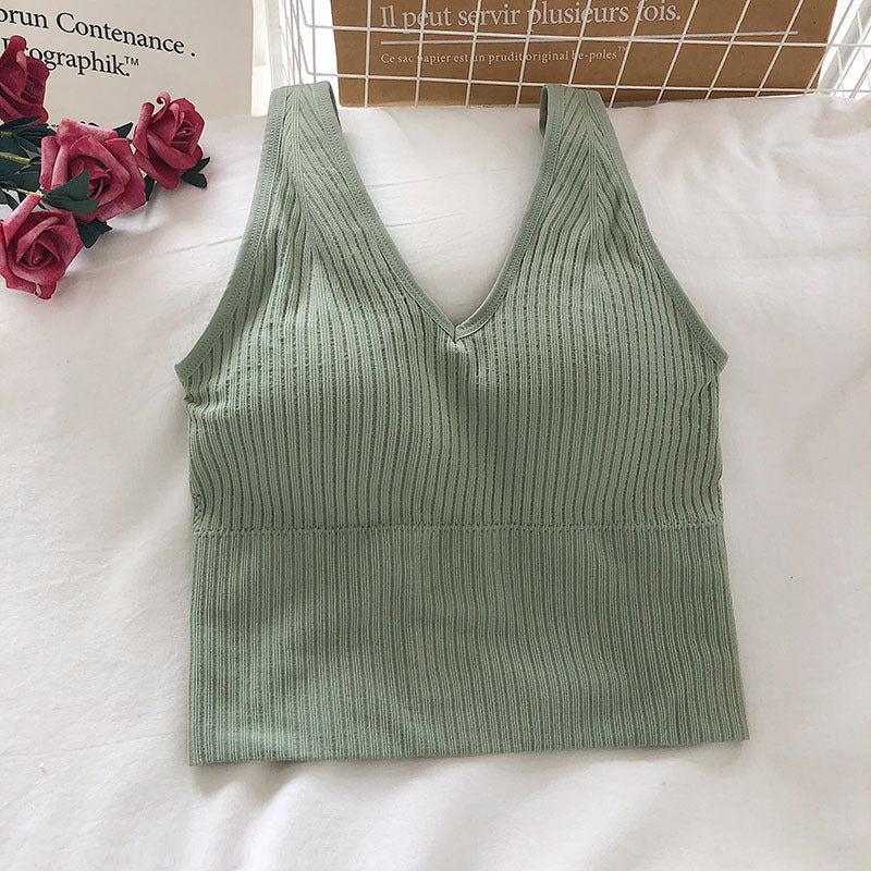 Wrapped Chest Strap And Padding Non-wire Sports Bra