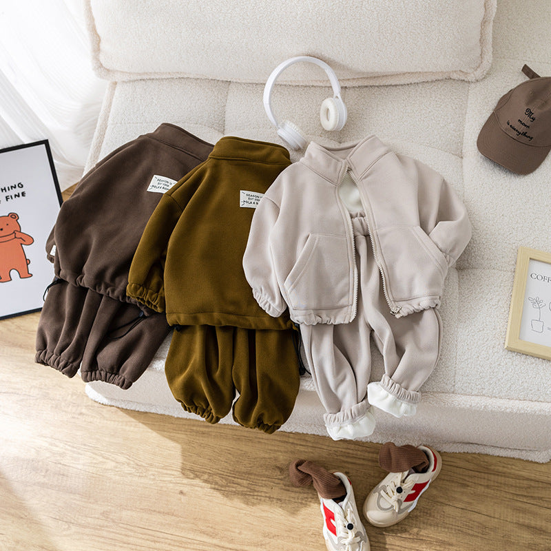Sports Zipper Coat Children's Two-piece Suit