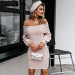 Lantern sleeve knitted sweater dress