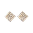 Square Over 25 Silver Stud Rhinestone-encrusted Vintage Earrings