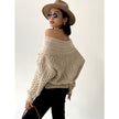 Coarse Twist Knit Sweater V-neck Sweater Women