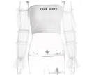 new sexy word shoulder tube top mesh long-sleeved umbilical shirt women
