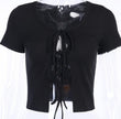 Solid color double butterfly dewy navel vest shirt
