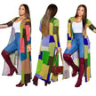 Printed long trench coat