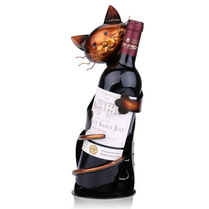 Iron Sculpture Cat Shaped Wine Holder Wine shelf