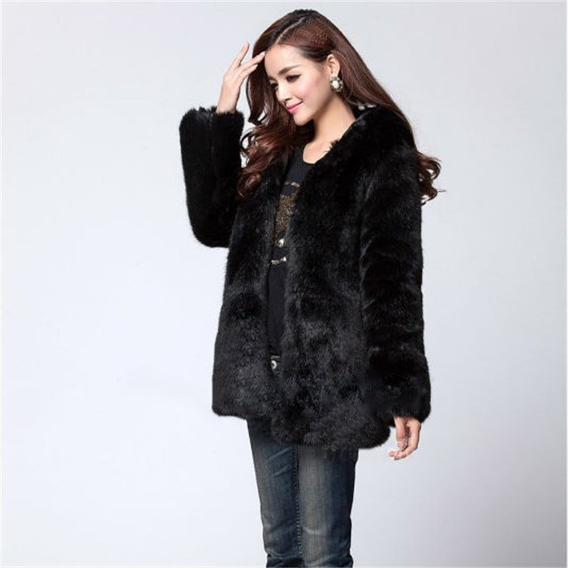 Faux fox fur coat coat warm coat