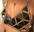 Acrylic Sandy Beach Tops Gold Silver Spaghetti Strap Sexy Chic Backless Solid Top Club