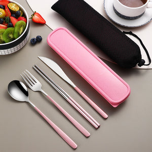 Kitchen Accessories Camping Travel Sets Gold Knife Fork Spoon Portable Cutlery Sets with case