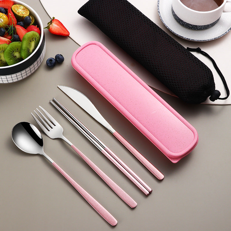 Kitchen Accessories Camping Travel Sets Gold Knife Fork Spoon Portable Cutlery Sets with case