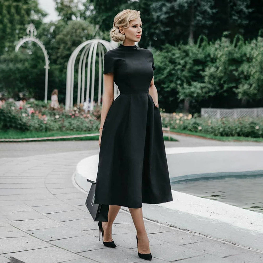 Black short sleeve women's dress