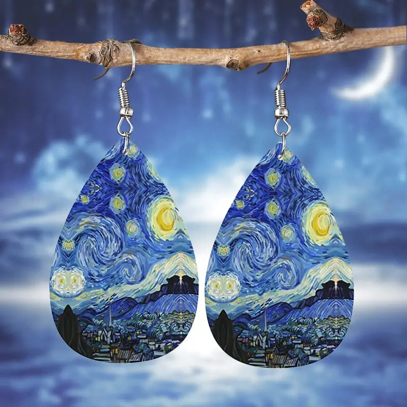 Alpcamers Double-sided Printing Starry Night Earrings