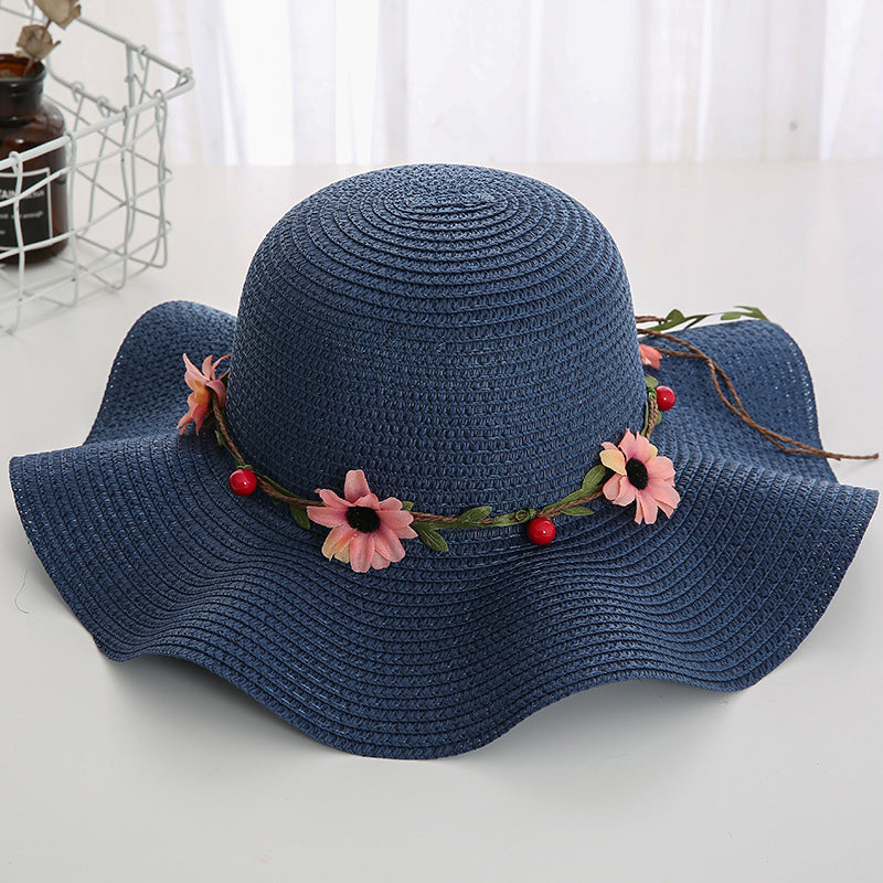 Women's Wavy Edge Big Brim Straw Hat Korean Travel
