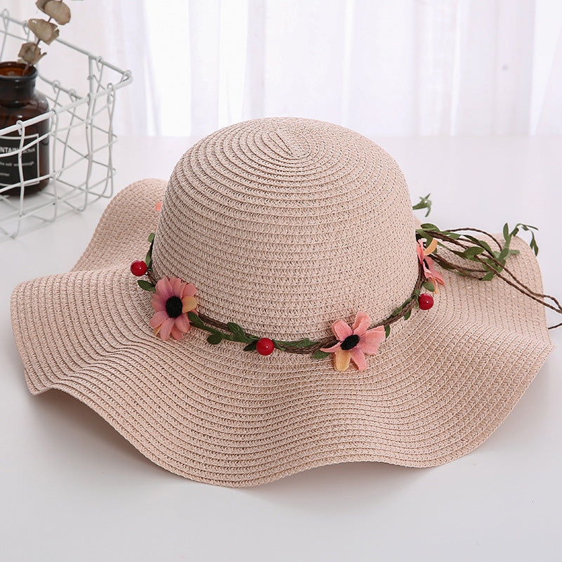 Women's Wavy Edge Big Brim Straw Hat Korean Travel