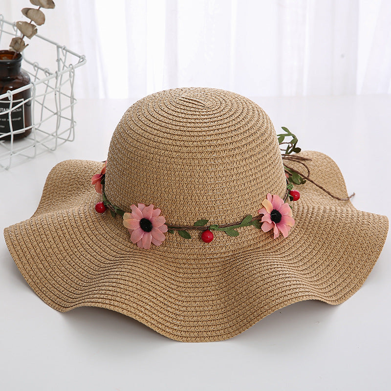 Women's Wavy Edge Big Brim Straw Hat Korean Travel