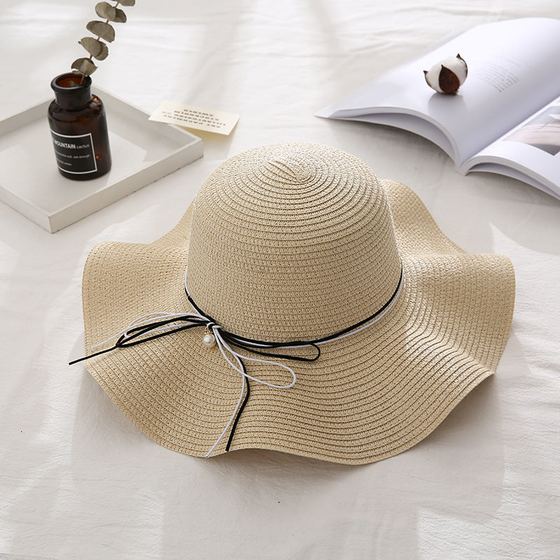 Women's Wavy Edge Big Brim Straw Hat Korean Travel
