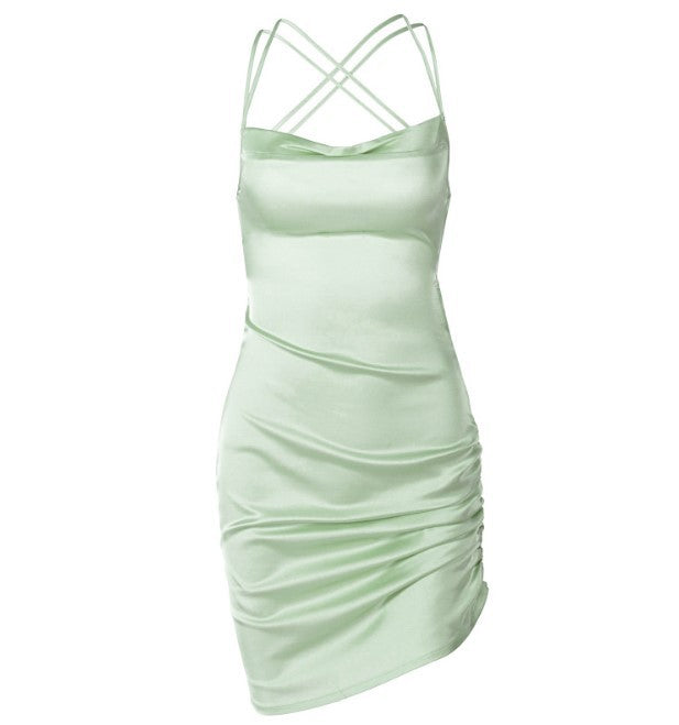 Sexy Backless Irregular Skirt Suspender Skirt