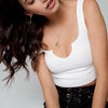 Outer Wear Short Vest, Small V-neck, Simple Cotton Pit Stripe Halter Top Women