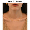 Peri'sBox Round Circle Small Charm Gold Necklaces Waterdrop Rectangle Titanium Steel Choker Necklaces for Women Dainty Necklace