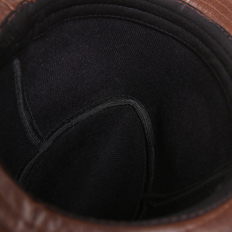 Men And Women Leather Tycoon Jazz Hat