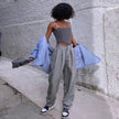 Lace Up Corset Crop Tops Women Plush Sleeveless Backless Sexy Clubwear Cropped Top Fashion Streetwear Camisole