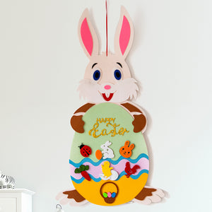 Easter Kids DIY Felt Bunny Pendants Toy with Detachable Alphabet Easter Ornament Kids Easter Gift for Home Door Wall Decoration