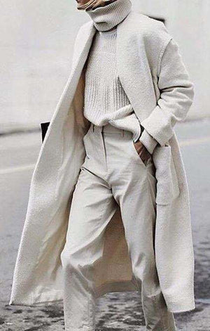 Temperament Commuter Loose Wool Gray Solid Color Coat