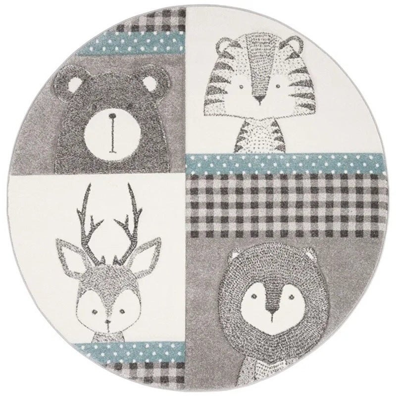 Cartoon Cute Children Room With Round Carpet