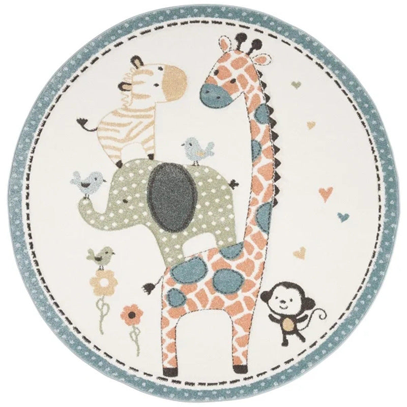 Cartoon Cute Children Room With Round Carpet