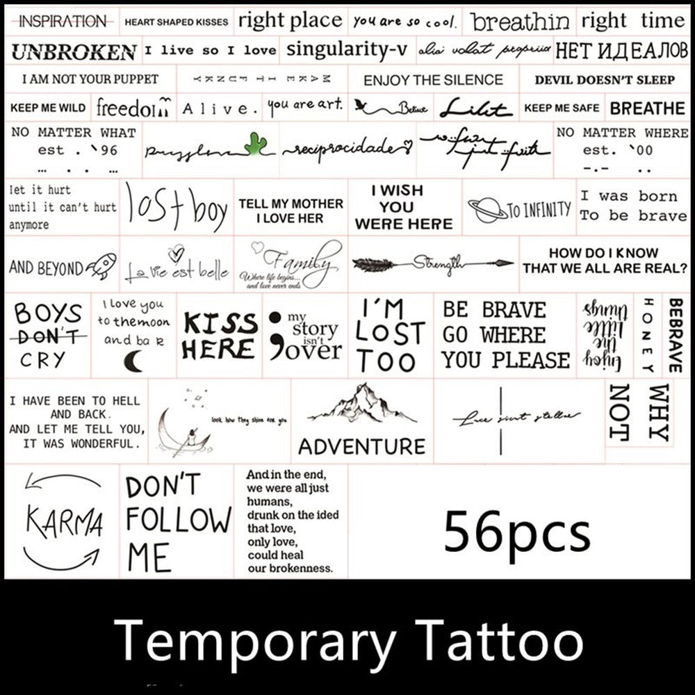 Long lasting simulation waterproof English tattoo stickers