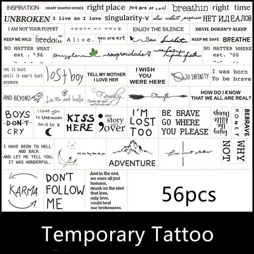 Long lasting simulation waterproof English tattoo stickers
