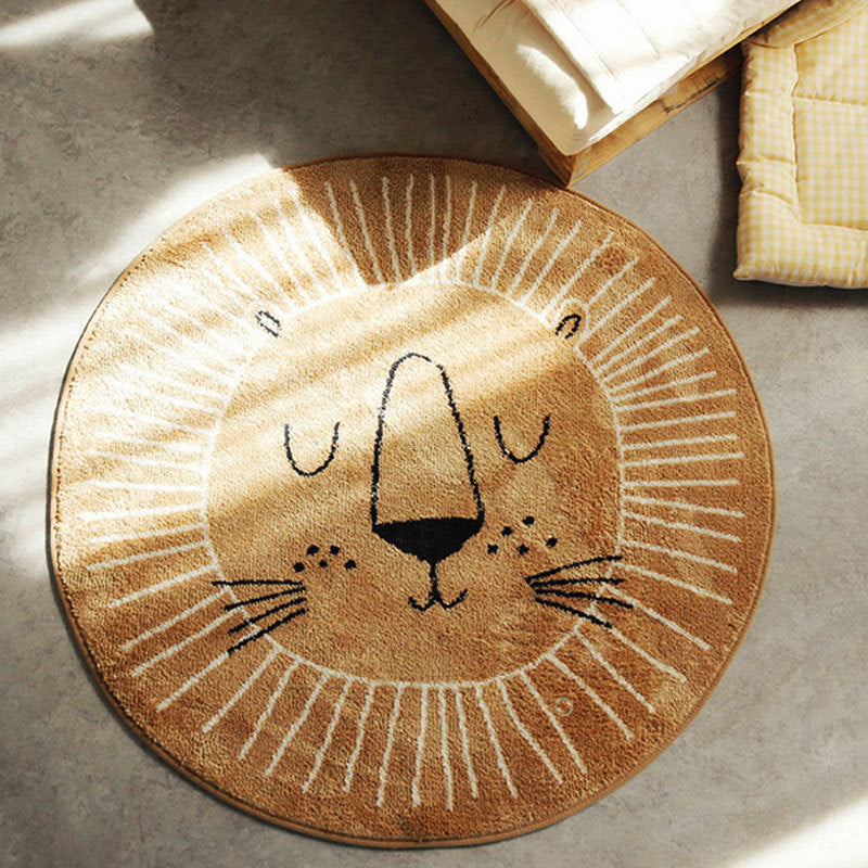 Cartoon Machine Washable Round Bedroom Carpet