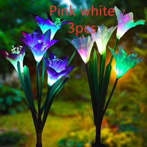 Outdoor Solar Garden Light Waterproof 7 LED Colorful Color Lawn Light Lily Fairy Lights Christmas Decoration Patio Lighting