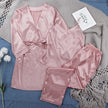Satin Pink Simple Pajamas Suit Women Night Gown Pajamas Simulation Silk Home Service