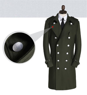 World War II Coat Woolen Coat Casual Windbreaker Korean Style Slim Long Warm Woolen Coat Metal Caviar
