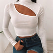 Hot Style Ins Sexy Threaded Hollow Long-Sleeved Top T-Shirt Women