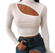 Hot Style Ins Sexy Threaded Hollow Long-Sleeved Top T-Shirt Women